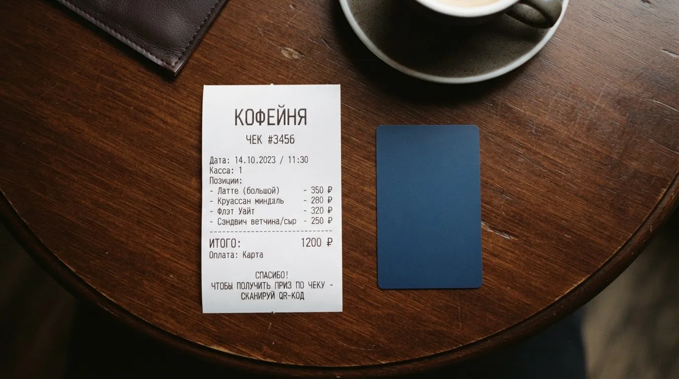 Чек и карта на столике в кафе
