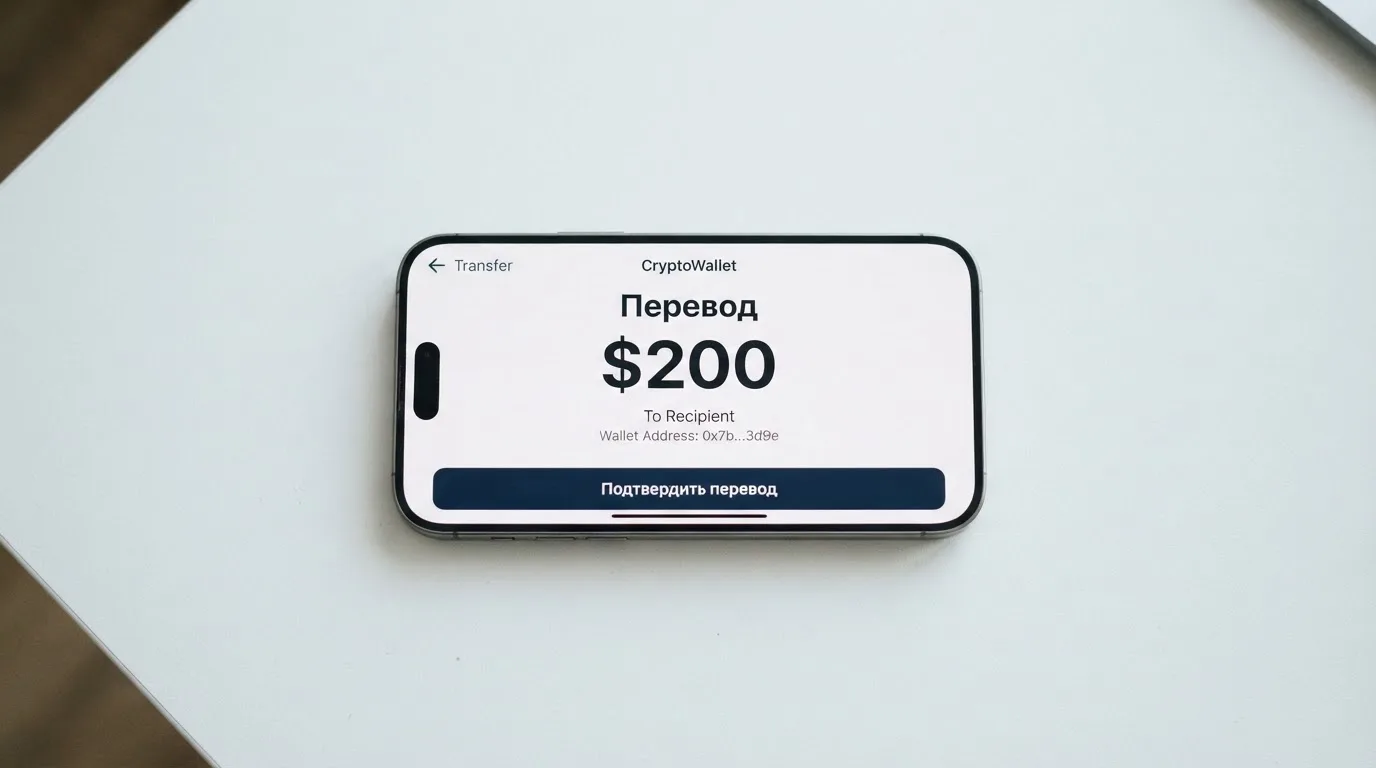 Телефон с экраном перевода стейблкоина