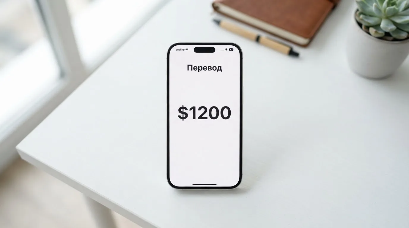 Телефон с экраном перевода стейблкоина